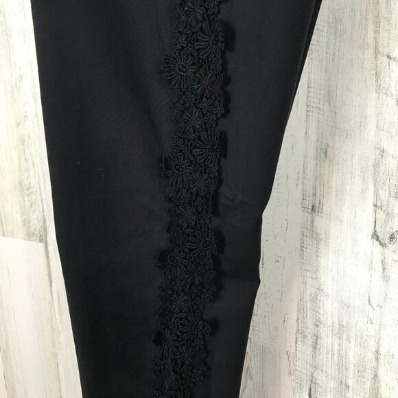 Elevenses Anthropologie Daisy Lace Tuxedo Pant ankle length black size 6 - Picture 9 of 12